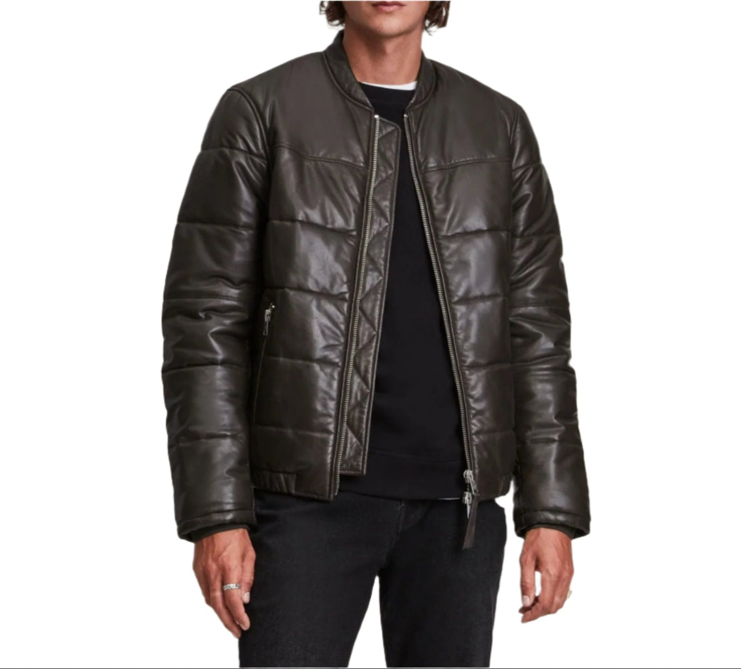 Pufferjacke aus Leder