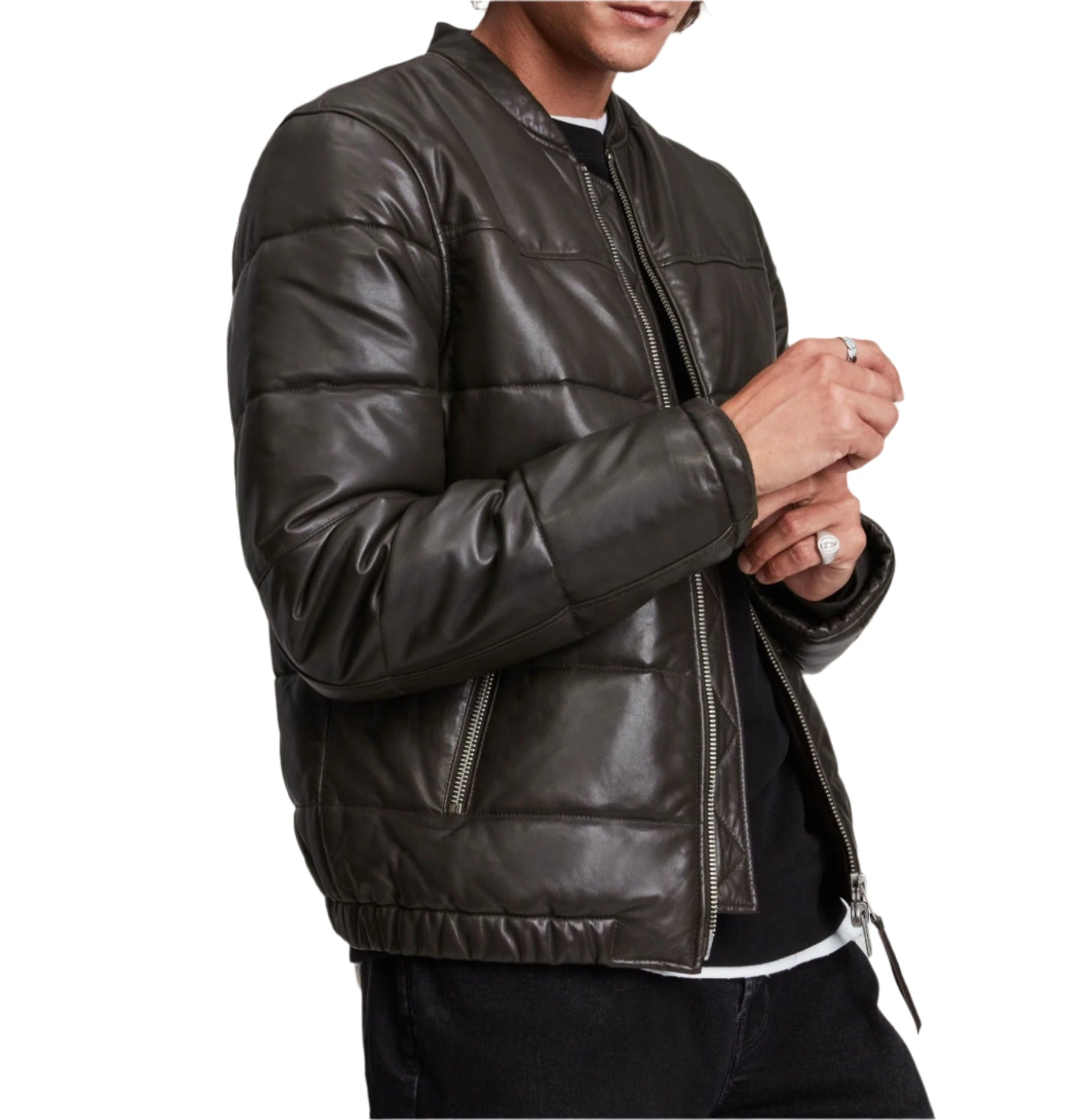 Pufferjacke aus Leder