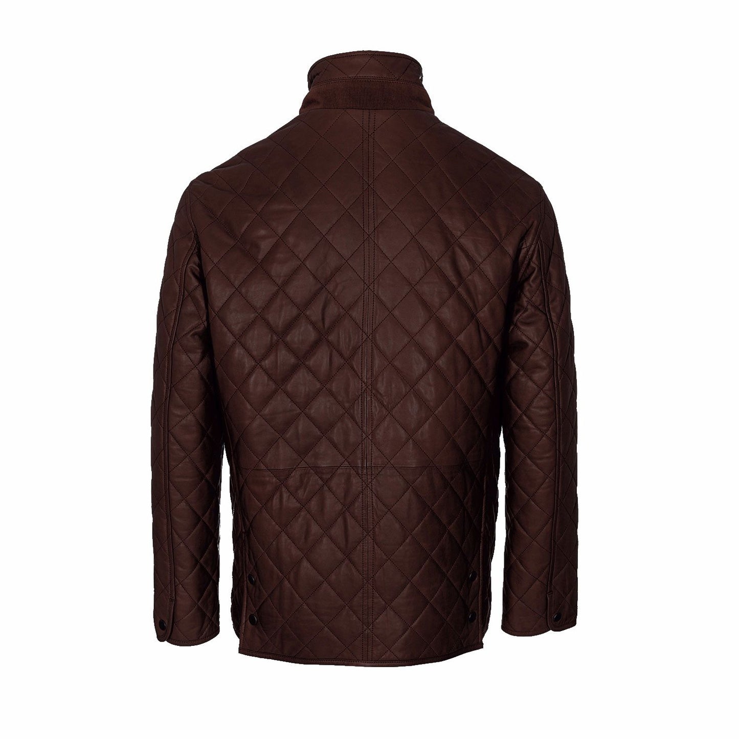 Schwarze Steppjacke aus echtem Leder für Herren