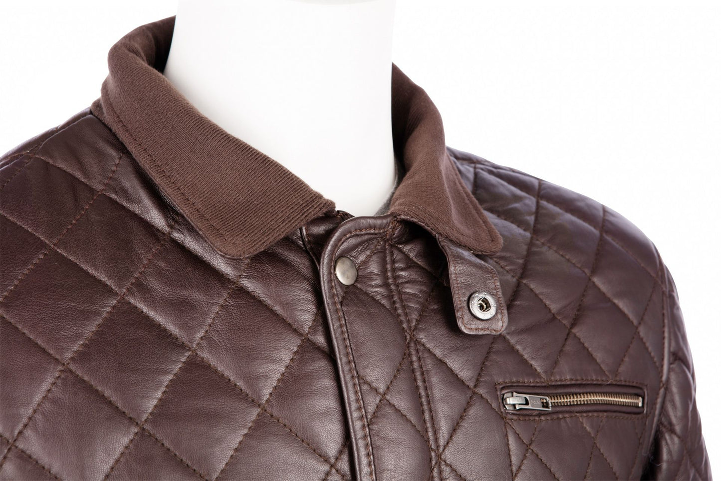 Schwarze Steppjacke aus echtem Leder für Herren