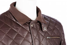 Load image into Gallery viewer, Men's Brown Genuine Leather Quilted Jacket