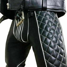 Cargar imagen en el visor de la galería, Genuine Leather Rear Zip Slim Fit Jeans Pants