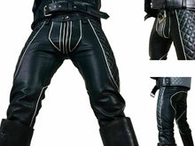Cargar imagen en el visor de la galería, Genuine Leather Rear Zip Slim Fit Jeans Pants