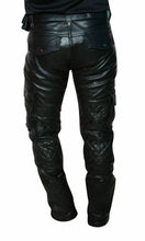 Last inn bildet i Galleri-visningsprogrammet, Men's Black Genuine Leather Cargo Pants Trouser