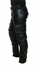 Last inn bildet i Galleri-visningsprogrammet, Men's Black Genuine Leather Cargo Pants Trouser