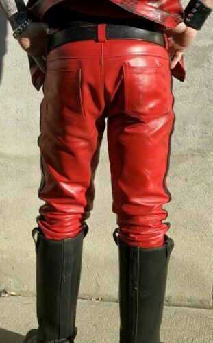 Men's Red Leather Pants