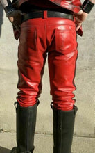 Carica l'immagine nel visualizzatore di Gallery, Men's Red Genuine Leather trouser pants
