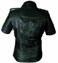 Last inn bildet i Galleri-visningsprogrammet, Men's Black Real Leather Short Sleeve Shirt