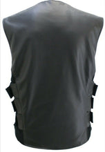 Last inn bildet i Galleri-visningsprogrammet, Mens Genuine Leather Cut SWAT Style Biker Vest