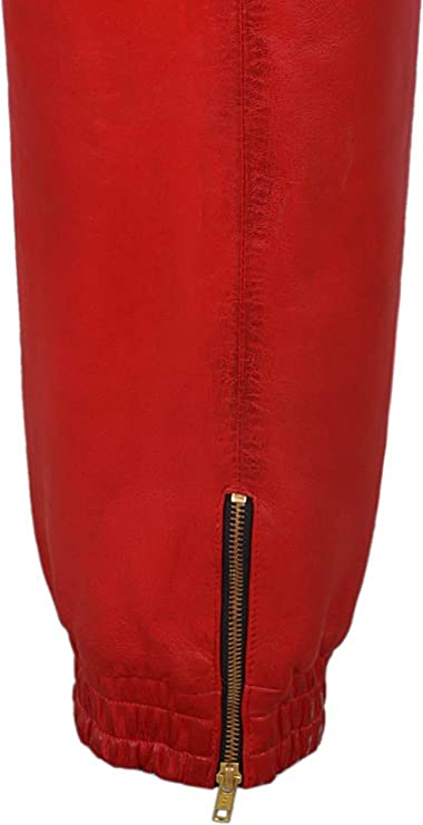 Men's Red Leather Joggers Pants