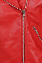 Laden Sie das Bild in den Galerie-Viewer, Damen-Jacke Brando aus echtem Leder in Rot