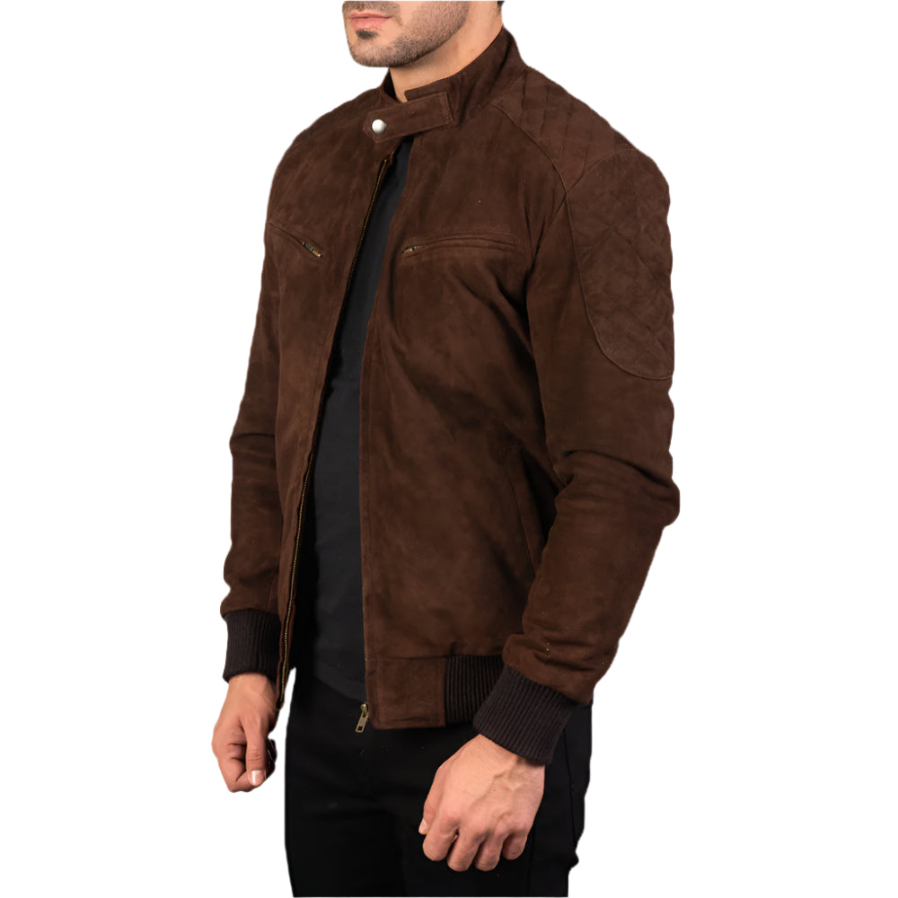 Braune Wildleder-Bomberjacke für Herren