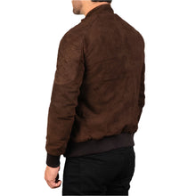 Load image into Gallery viewer, Men's Brown Suede Bomber Jacket