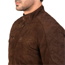 Load image into Gallery viewer, Men's Brown Suede Bomber Jacket