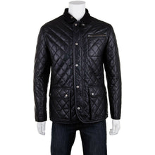 Afbeelding in Gallery-weergave laden, Men's Black Genuine Leather Quilted Jacket