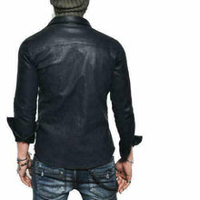 Load image into Gallery viewer, Men's Black Genuine Leather Slim Fit Shirt