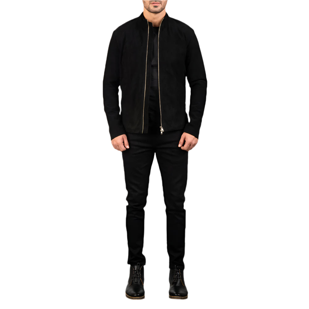 Men's Black Suede Biker Jacket