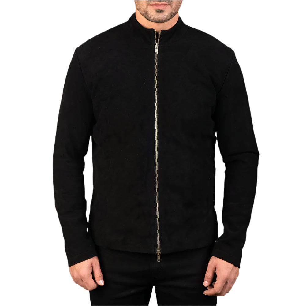 Men's Black Suede Biker Jacket