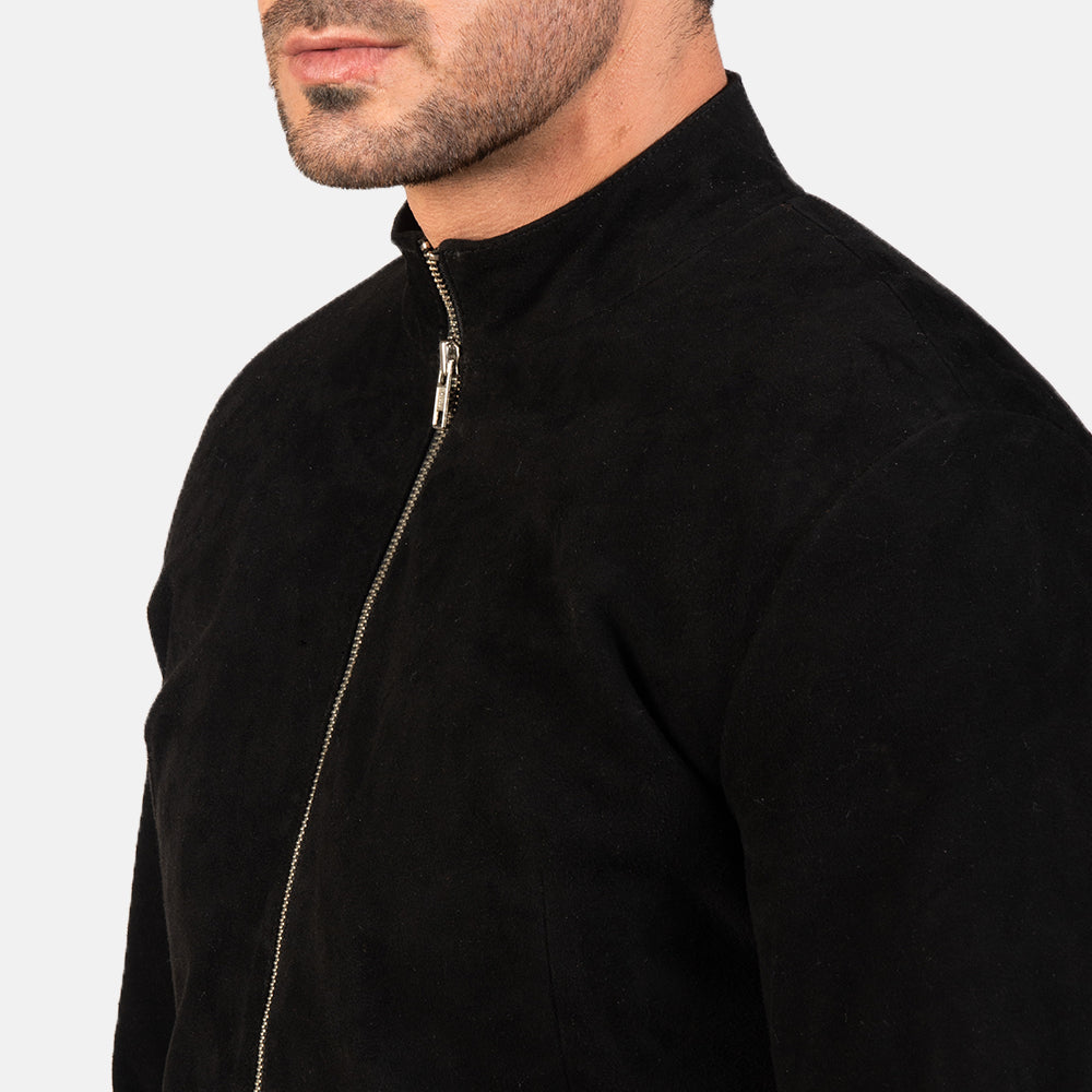 Men's Black Suede Biker Jacket