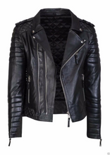 Afbeelding in Gallery-weergave laden, Men's Slim Fit Genuine Leather Quilted Biker Jacket