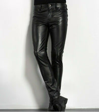 Last inn bildet i Galleri-visningsprogrammet, Men's Genuine Leather slim fit pants Jeans