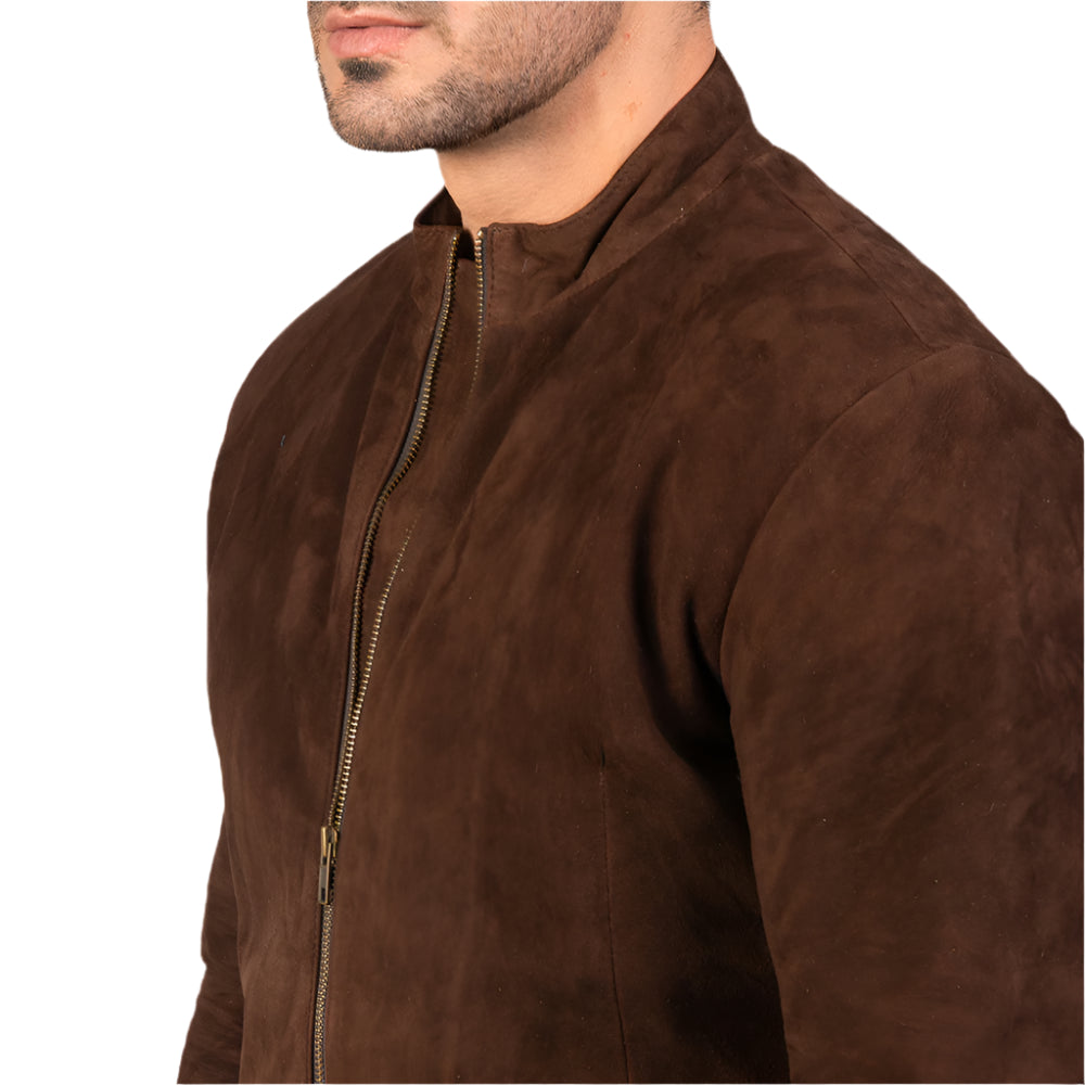 Men's Brown Suede Biker Jacket
