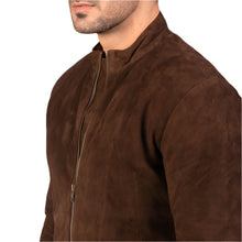 Cargar imagen en el visor de la galería, Men's Brown Suede Biker Jacket