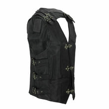 Afbeelding in Gallery-weergave laden, Men's Black Genuine Leather Waistcoat Vest