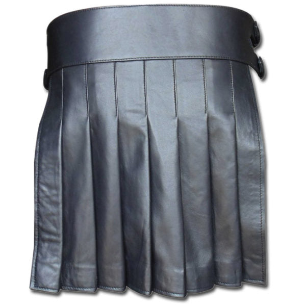 Men's Genuine Leather Studded Gladiator Kilt Larp