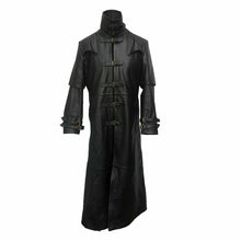 Load image into Gallery viewer, Men's Black Genuine Leather Trench Coat Steampunk Gothic