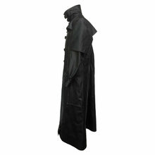 Load image into Gallery viewer, Men's Black Genuine Leather Trench Coat Steampunk Gothic