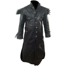 Load image into Gallery viewer, Men's Black Genuine Leather Trench Coat Matrix Steampunk Gothic