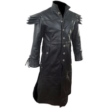 Load image into Gallery viewer, Men's Black Genuine Leather Trench Coat Matrix Steampunk Gothic