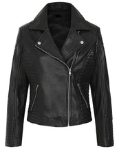 Last inn bildet i Galleri-visningsprogrammet, Women's Black Genuine Leather Quilted Jacket