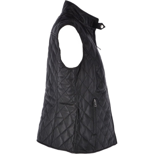 Women's Leather Diamond Stitched Gilet