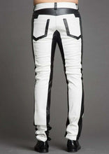 Cargar imagen en el visor de la galería, Men's Black & White Genuine Leather Trouser pants