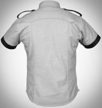 Load image into Gallery viewer, Men's White Genuine Leather Short Sleeve Shirt