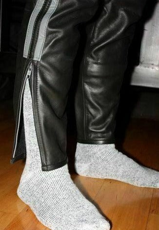 Men's Black Genuine Leather Punk Biker trouser pants