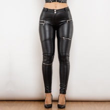 Load image into Gallery viewer, Women Matt Black PU Leggings
