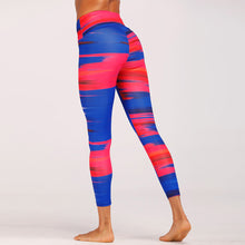 Cargar imagen en el visor de la galería, Blue&amp;Red Digital Print yoga pants High waist Contrast color athletic leggings big booty sexy yoga legging running tight
