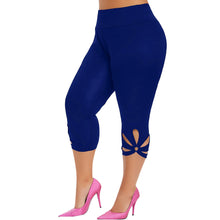 Cargar imagen en el visor de la galería, Women&#39;s solid color hollowed-out plus-size yoga leggings
