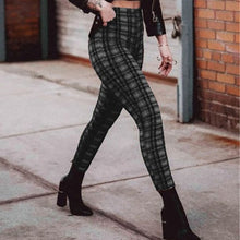 Load image into Gallery viewer, Plaid high waist leggings women casual pants
