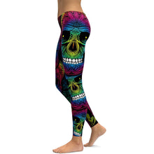 Last inn bildet i Galleri-visningsprogrammet, Rainbow Skull Leggings Women Plus Size Leggings Workout Casual High Waist Slim Pants S~4XL Plus Size Leggings
