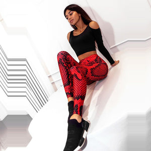 Women Snake Printed Leggings Women Push Up Fitness Sweatpants