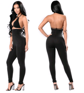 New fashion women's sexy black high waist corset design tight leggings