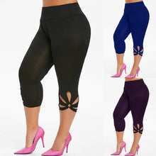 Cargar imagen en el visor de la galería, Women&#39;s solid color hollowed-out plus-size yoga leggings
