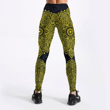 Lataa kuva Galleria-katseluun, Yellow Gold Mandala Yoga/Workout Leggings
