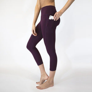 Solid color yoga pants for women with pockets