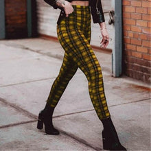 Load image into Gallery viewer, Plaid high waist leggings women casual pants
