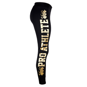 Gold lettered offset sports pants